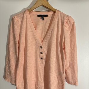 White House Black Market Peach V-Neck Blouse